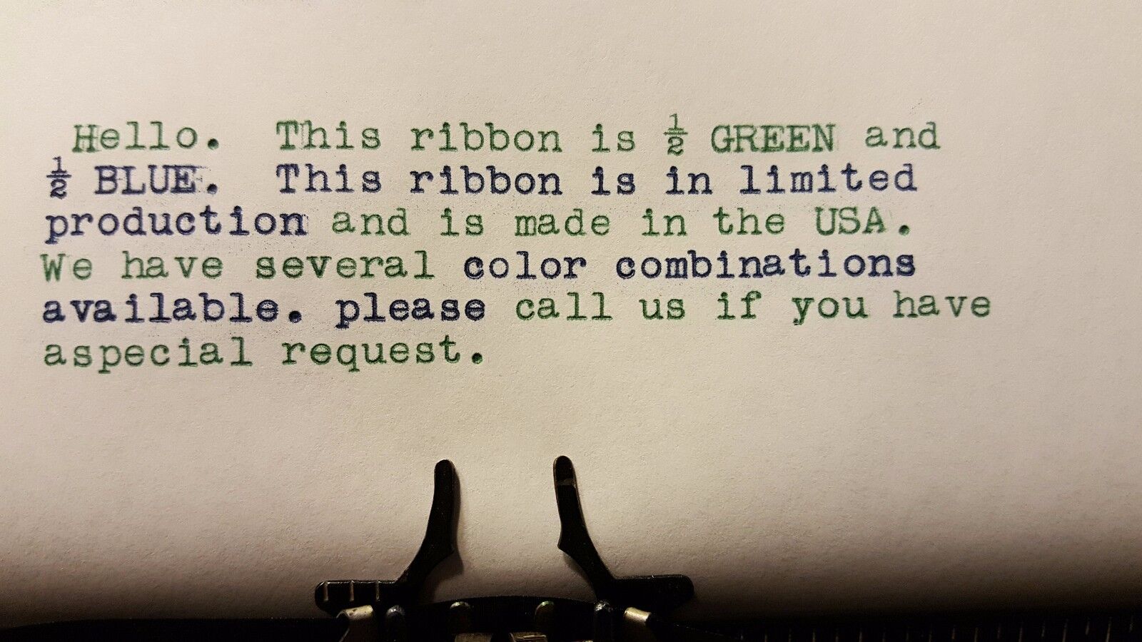 Universal Typewriter Ink Ribbon - Blue and Green Ink Ribbon - Made in USA