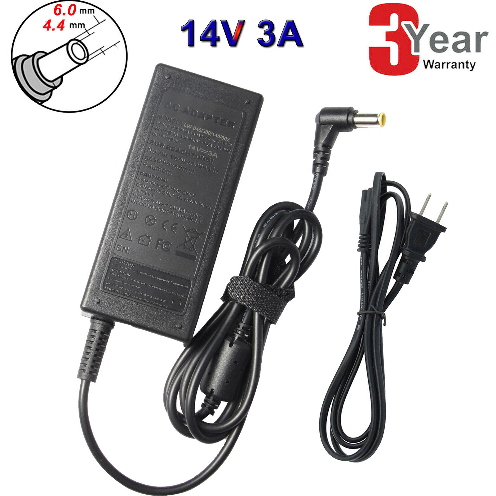 DC 14V AC Adapter For Samsung LW17E24CB LCD TV Power Supply Charger PSU+Cord