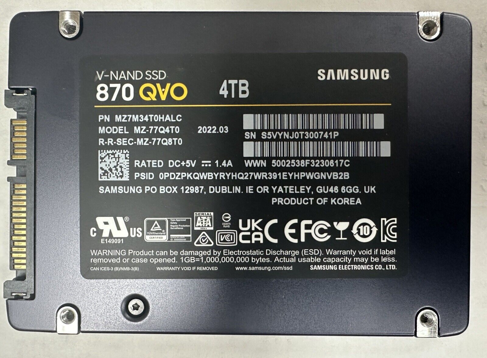 SAMSUNG 4TB 870 QVO 2.5
