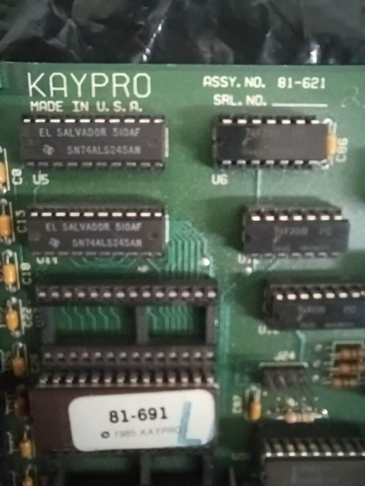 Vintage Rare KAYPRO 286i Motherboard 81-621 512K Ram Memory Intel C80286-6 CPU