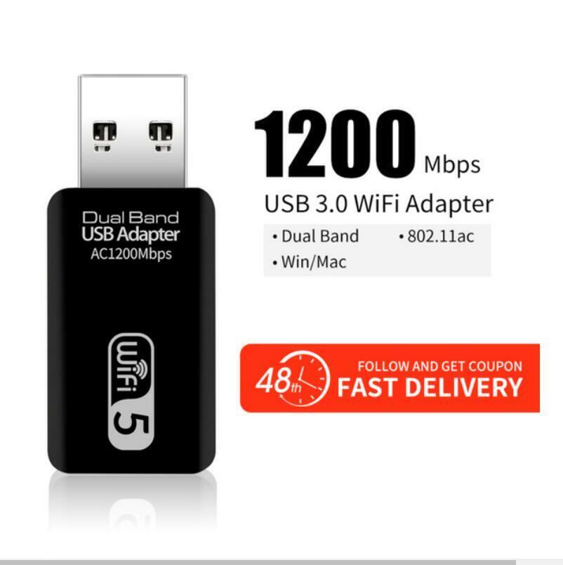 1200Mbps USB 3.0 WiFi Adapter 2.4G/5GHz Dual-Band Wireless Receiver Dongle Mini