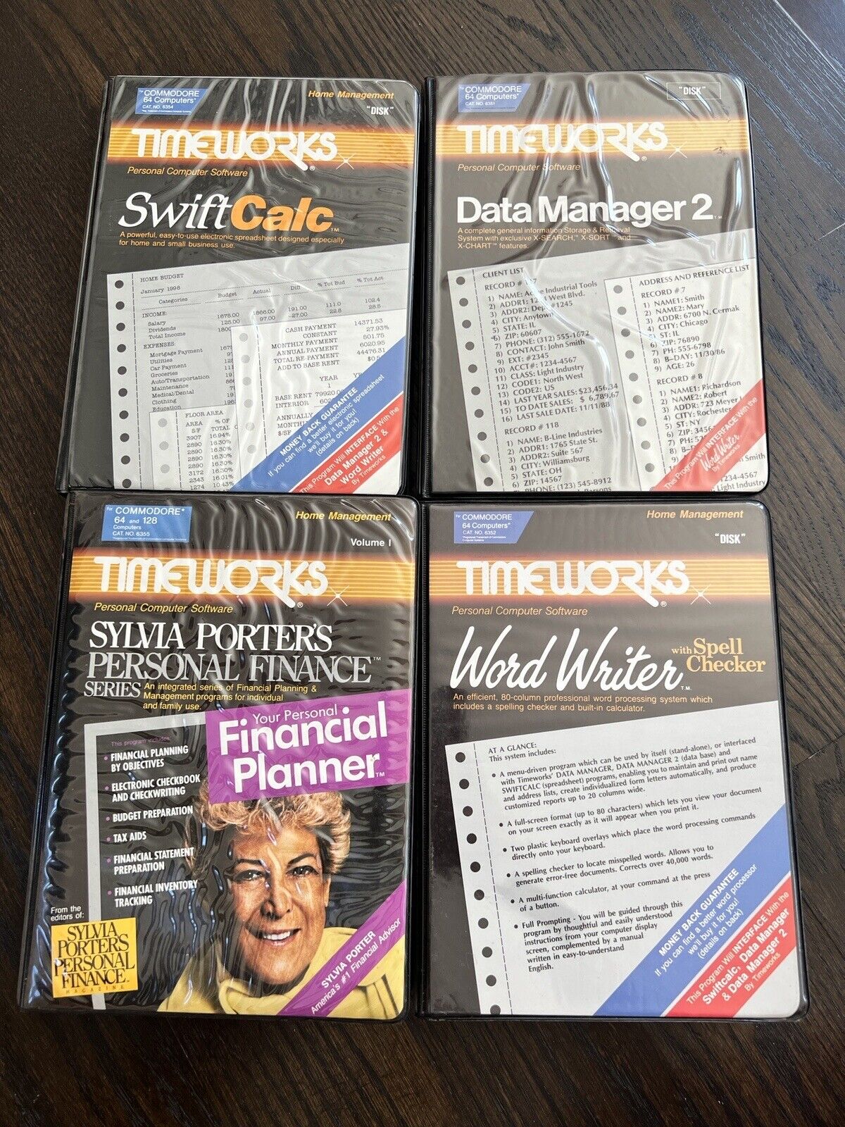 Lot Of 4 Vintage Timeworks Commodore 64 128 Software Programs Word Data UNTESTED