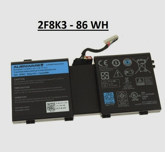 Genuine Dell 2F8K3 86WH Battery for 17 18 17x 18x 0G33TT KJ2PX 0KJ2PX 02F8K3