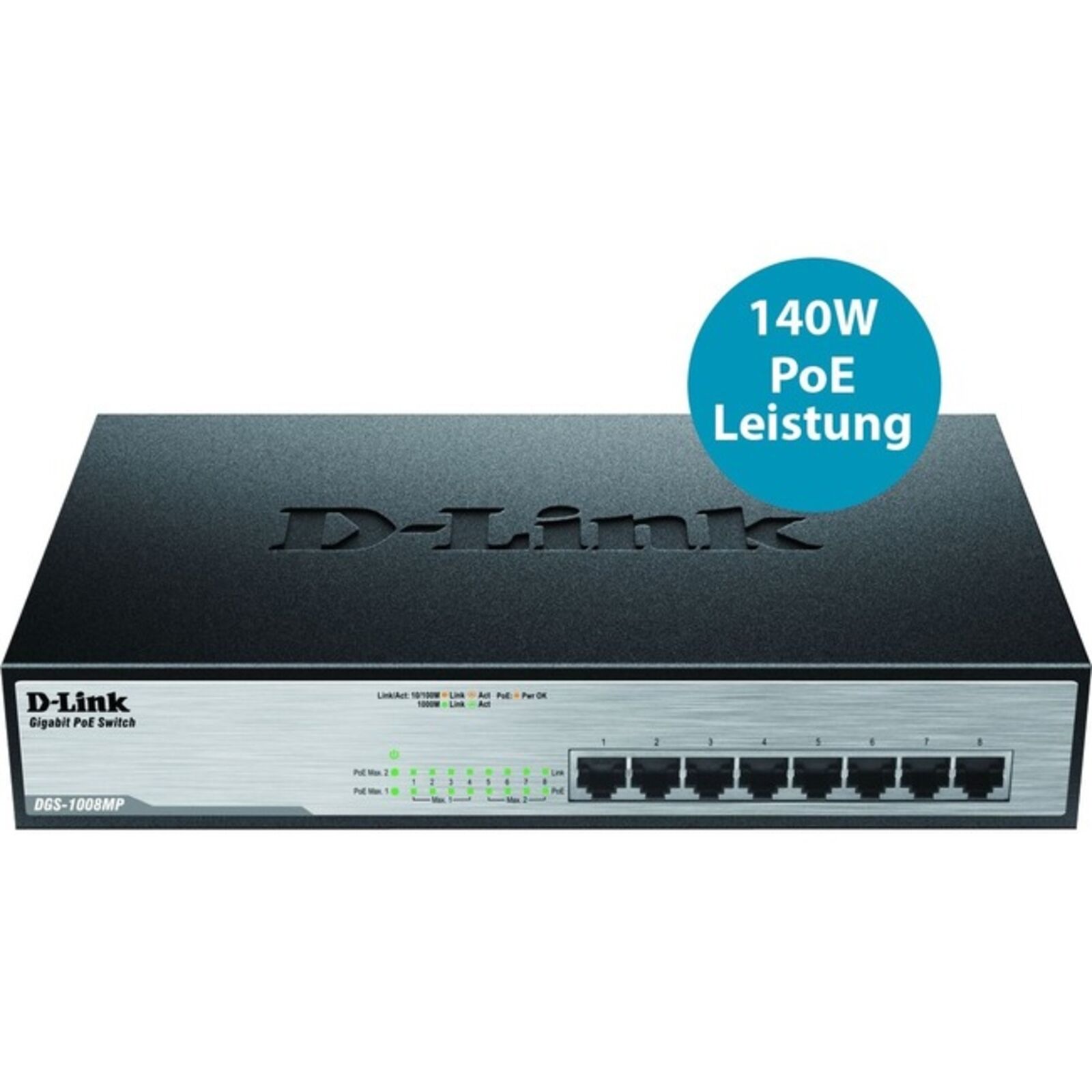 D-Link - DGS-1008MP-US - D-link Dgs-1008mp 8-port Desktop Gigabit Max Poe