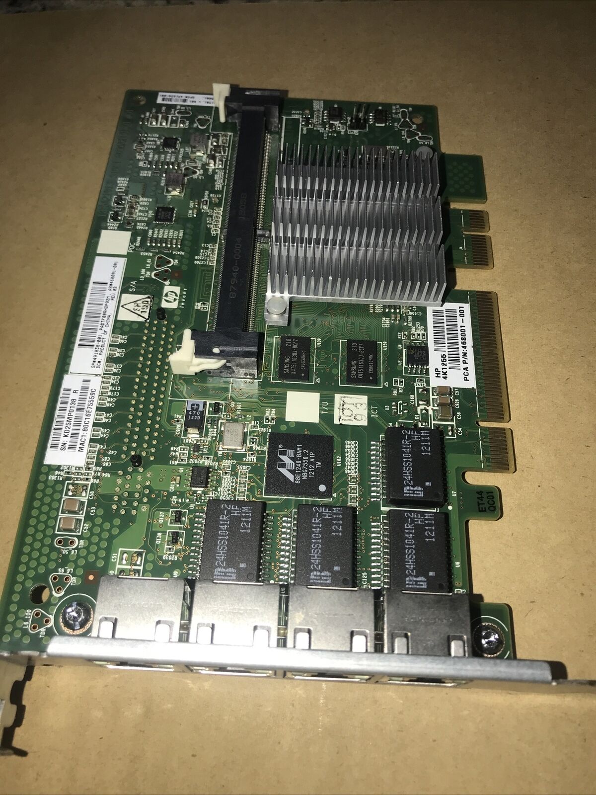 HP 491838-001 Quad Port Gigabit PCIe Network Adapter 468001-001 4K1255 4 Ports
