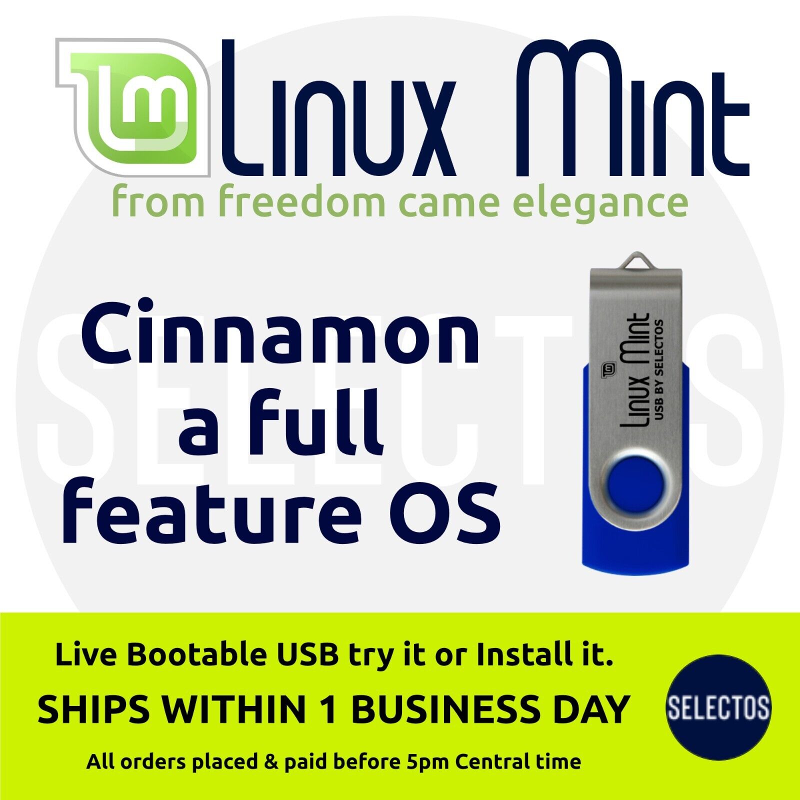 Linux Mint Cinnamon 21.3 Virginia  Bootable USB 64bit New & Advanced Linux Users