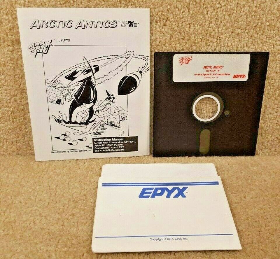 Vintage 1987 Apple IIe IIc II+  Epyx Spy vs Spy Arctic Antics Computer Game
