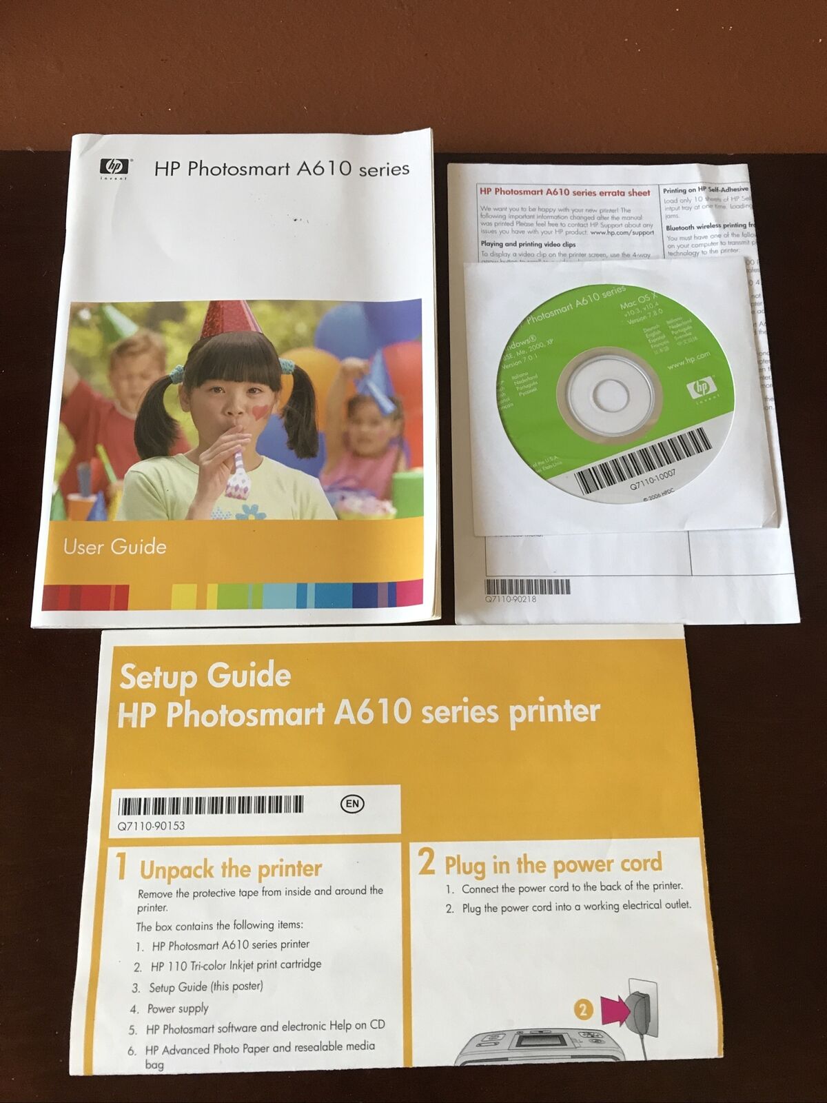 Nice Manual, Setup Guide, & CD Only HP A610 Series PHOTOSMART HP Booklet