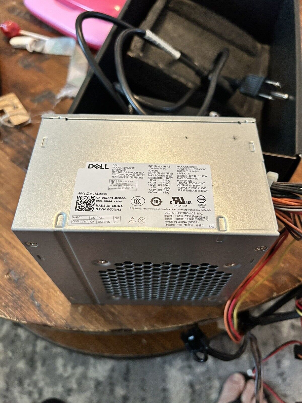 Dell DM1RW 460W 6+2 Pin Power Supply And Stock Fan, Power Cable, And Extra Chord