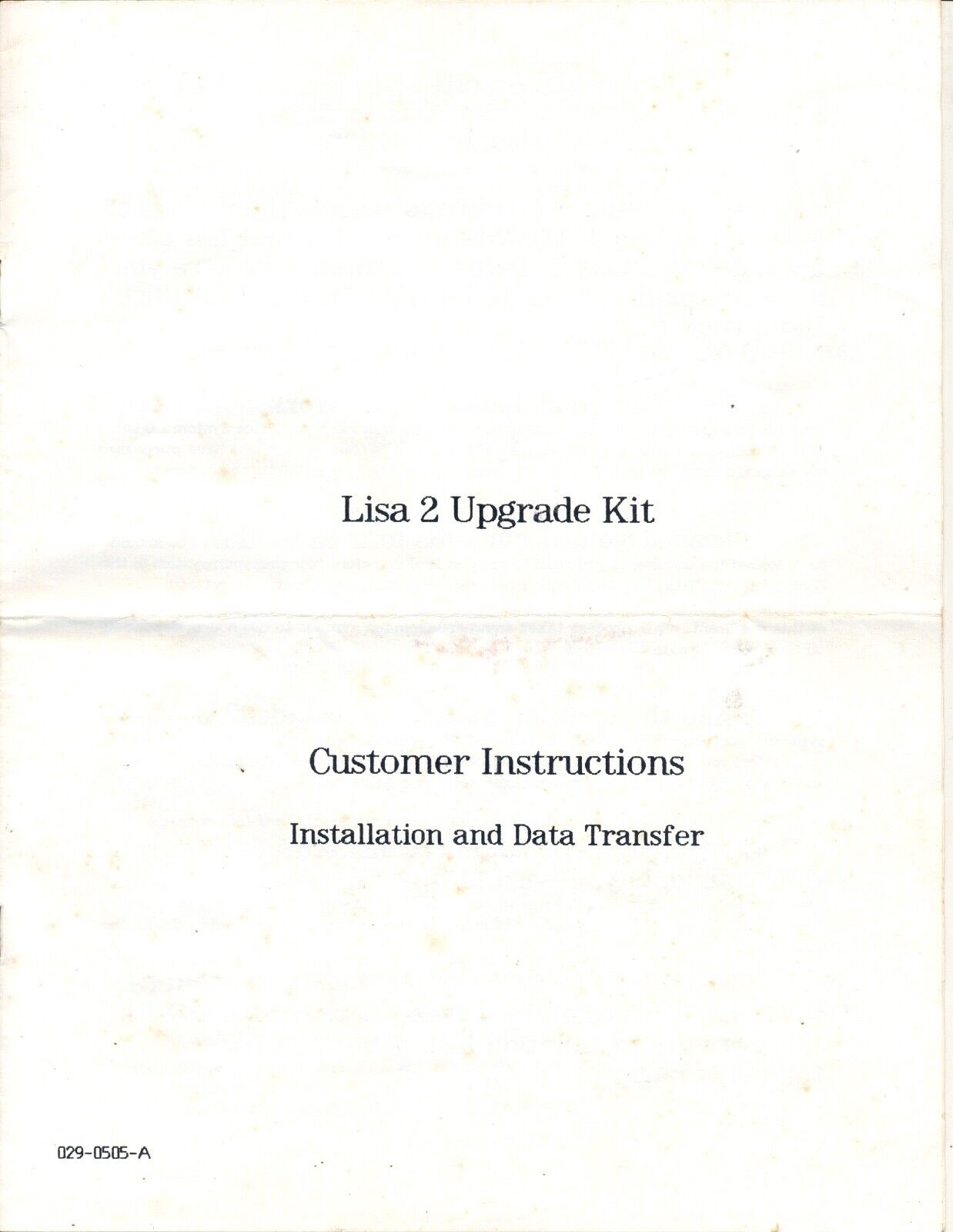 Original Manual for Lisa 1 Upgrade to Lisa 2 - 7 Pages - NOT A COPY