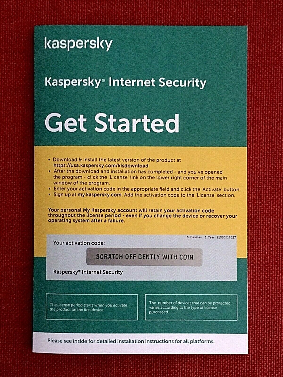 Kaspersky Internet Security 2024, 5 Devices, 1 Year (PC Mac Android iOS) KeyCard