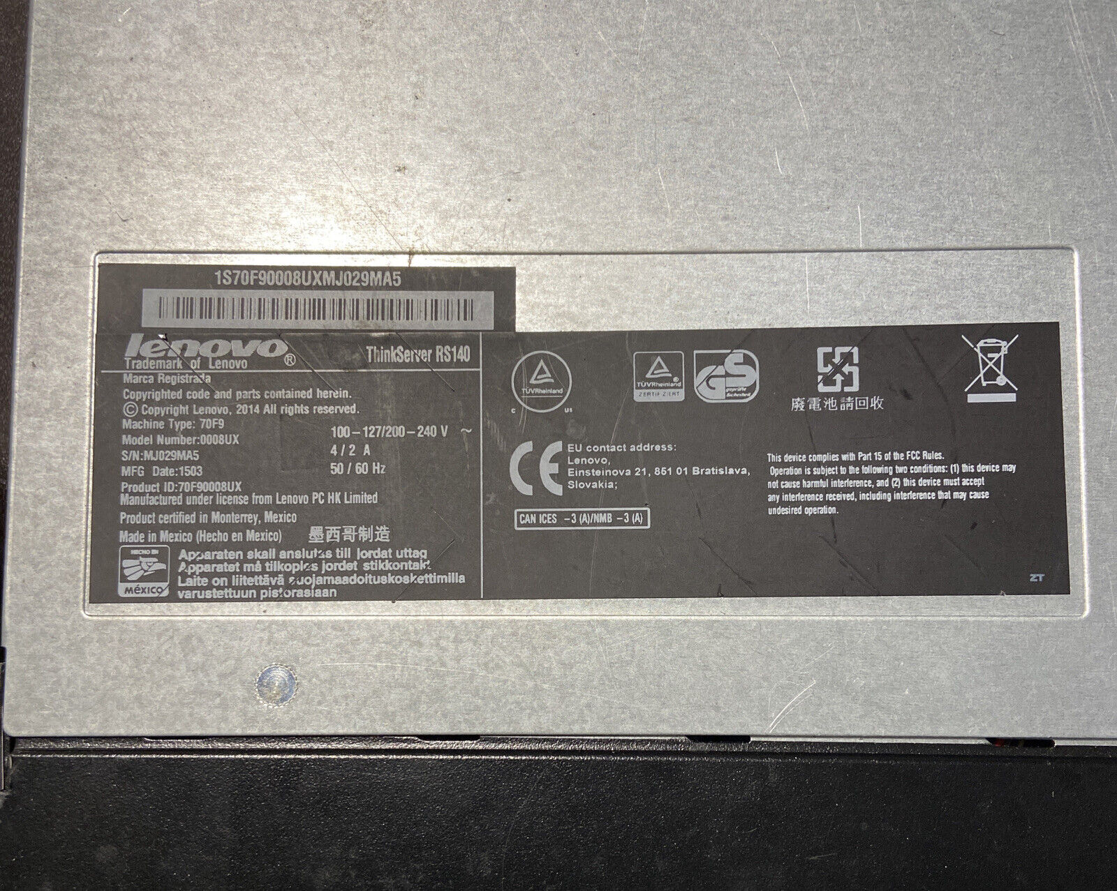 Lenovo ThinkServer RS140 W/ Xeon E3-1225 V3 3.2GHz 4Gb RAM - 1TB HDD