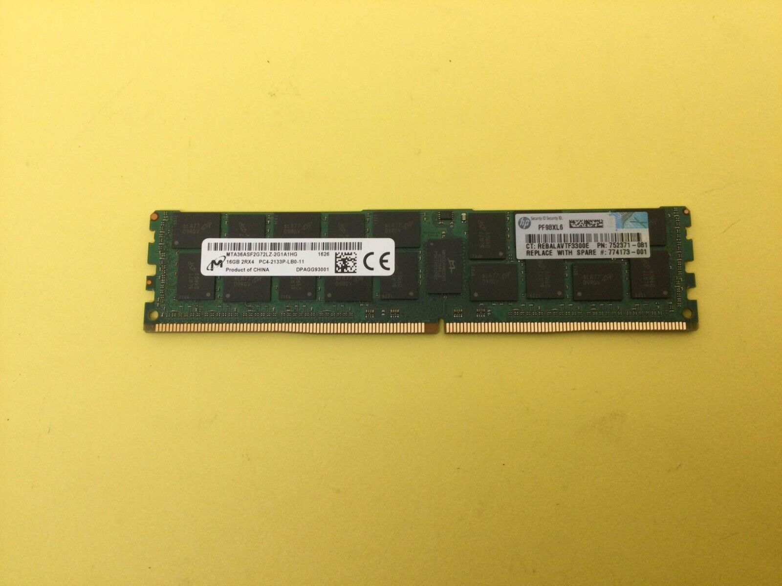 752371-081 HP 16GB (1X16GB) 2RX4 PC4-2133P-L DDR4 Server Memory 726720-B21