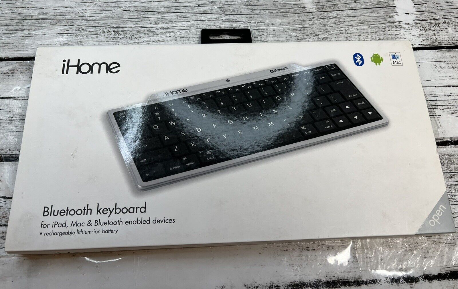 iHome Wireless Bluetooth Keyboard Universal Silver Black Rechargeable iPad Mac