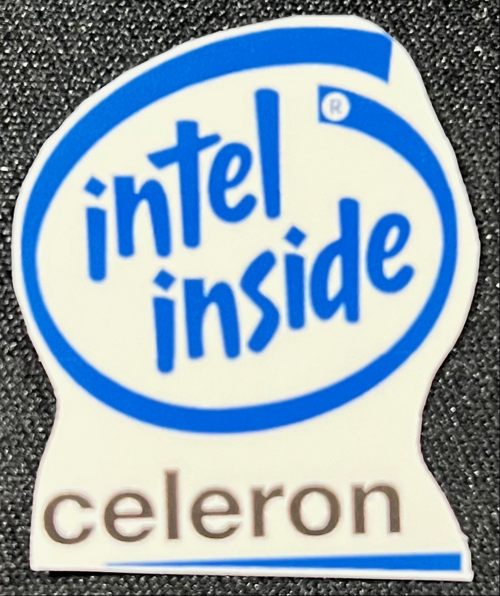 Intel Celeron matte vinyl stickers set of 5 1.25\