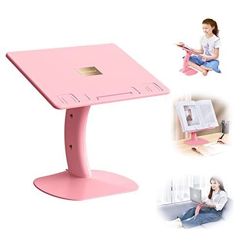 Portable Lap Desk Kids,Adjustable 2-in-1 Book Stand for pink book stand