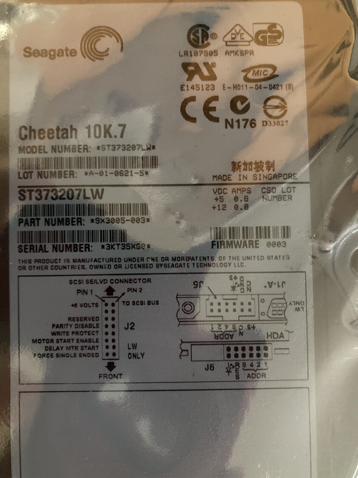Seagate Cheetah 10k.7 ST373207LW 73 Gb SCSI 3.5 Internal Hard Drive