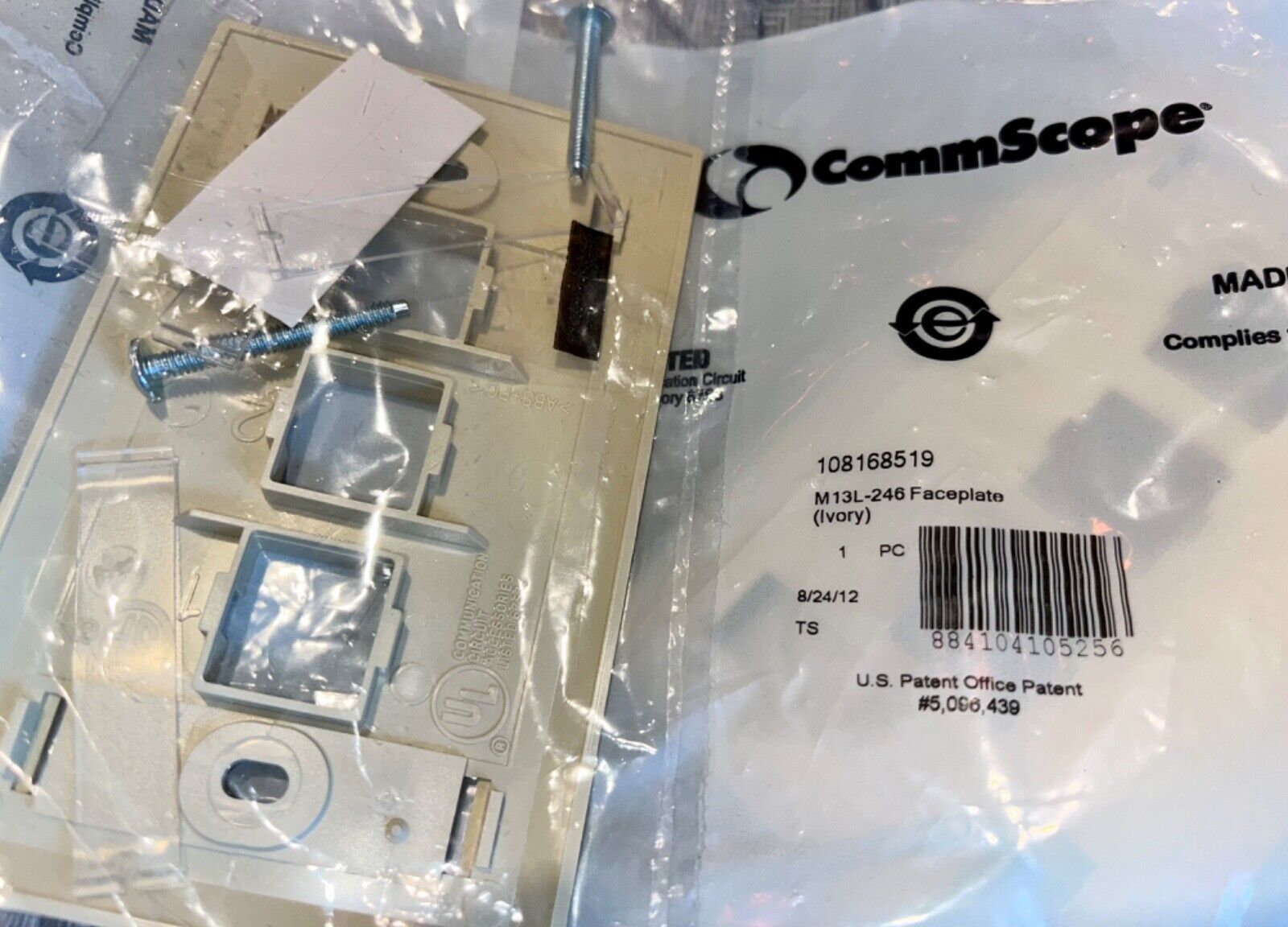 ( 9 ) Systimax Commscope Ivory 3Port Faceplate w/Label Strip 108168519 M13L-246