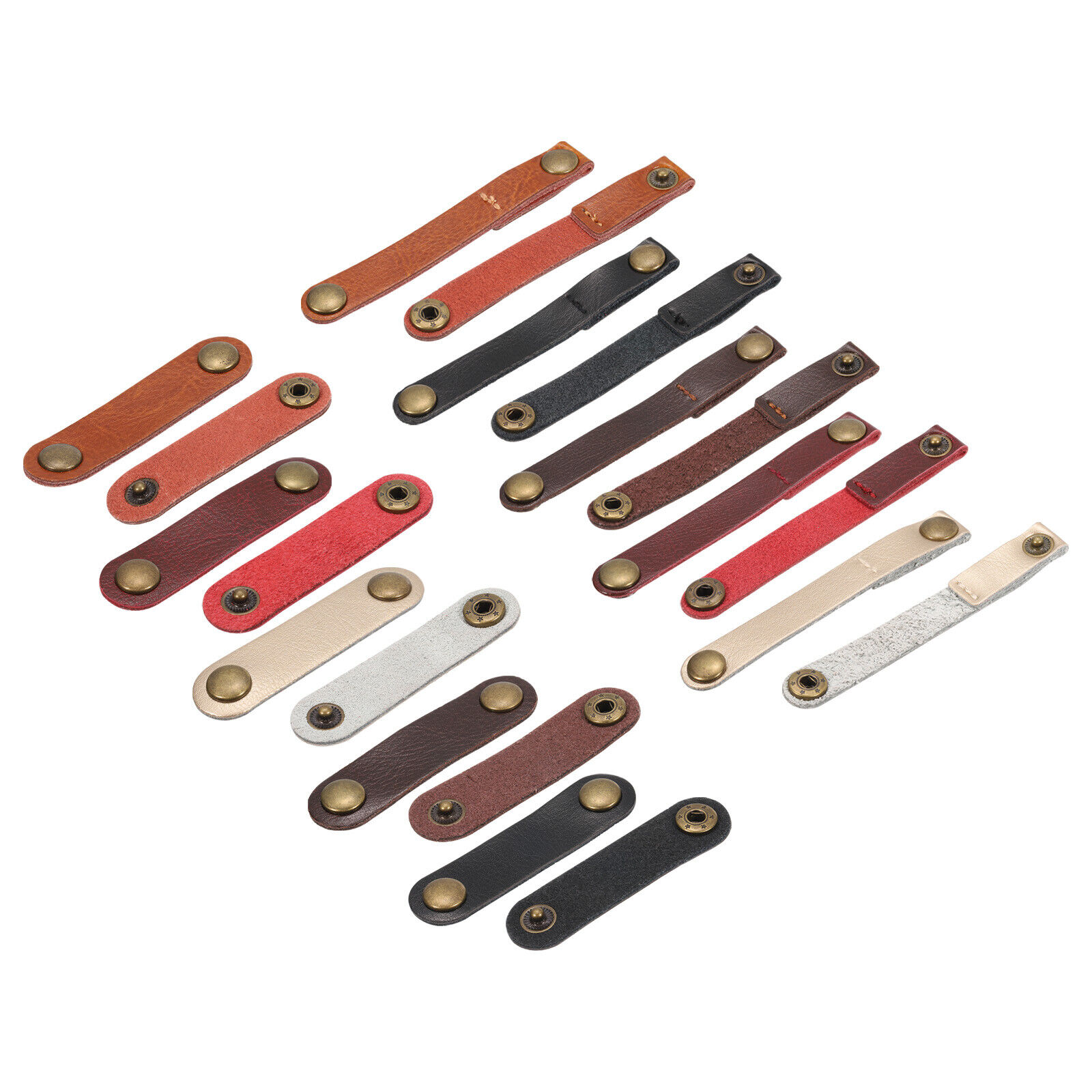 Leather Cable Straps Leather Cable Ties Leather Cord Organizer 5 Color, 10 Pack