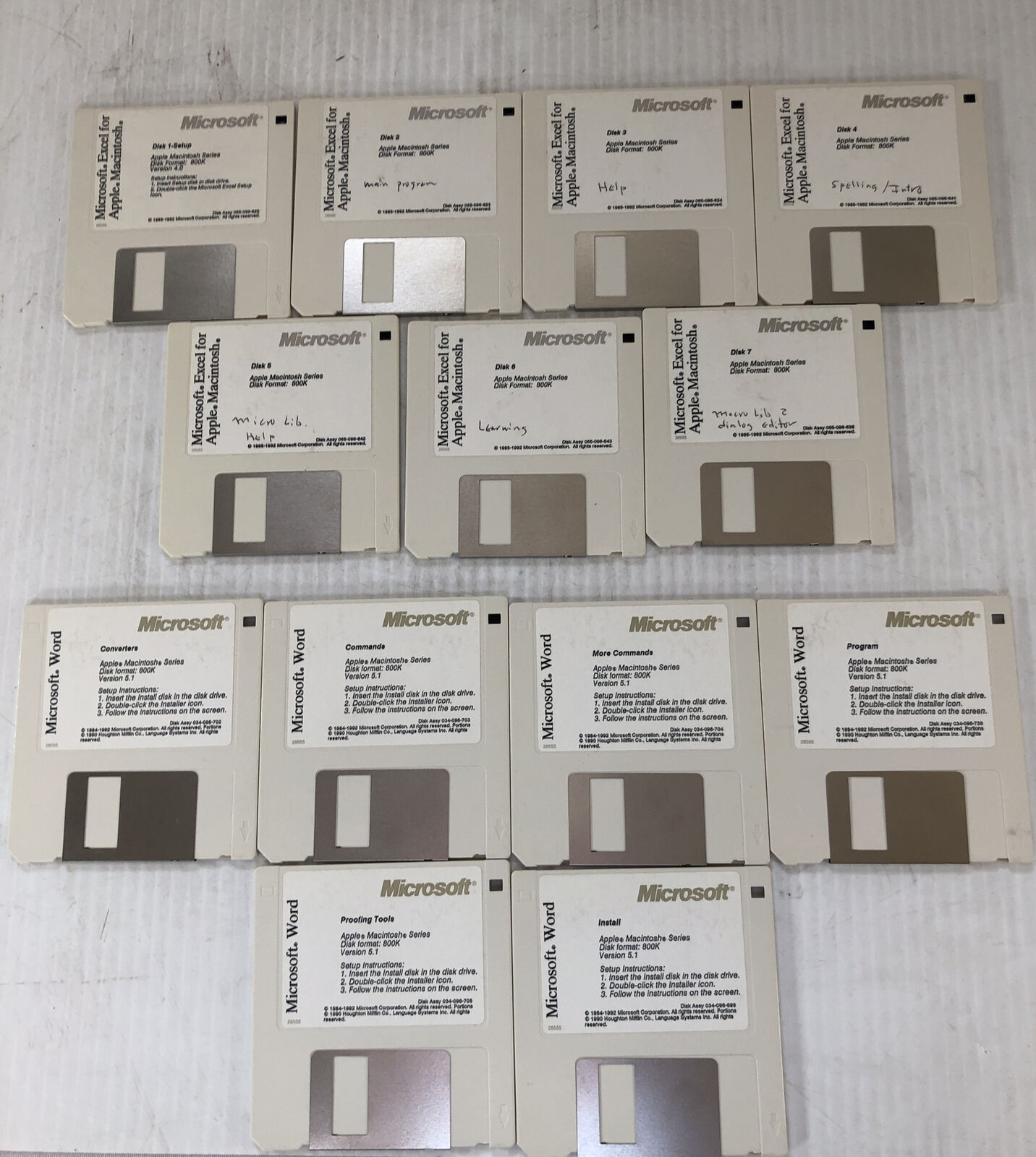 Microsoft Excel And Word Windows Floppy Disks ~Vintage~