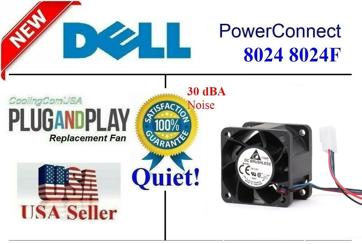 1x Quiet Version Fan (30dBA) for Dell PowerConnect 8024 8024F Fan Assembly