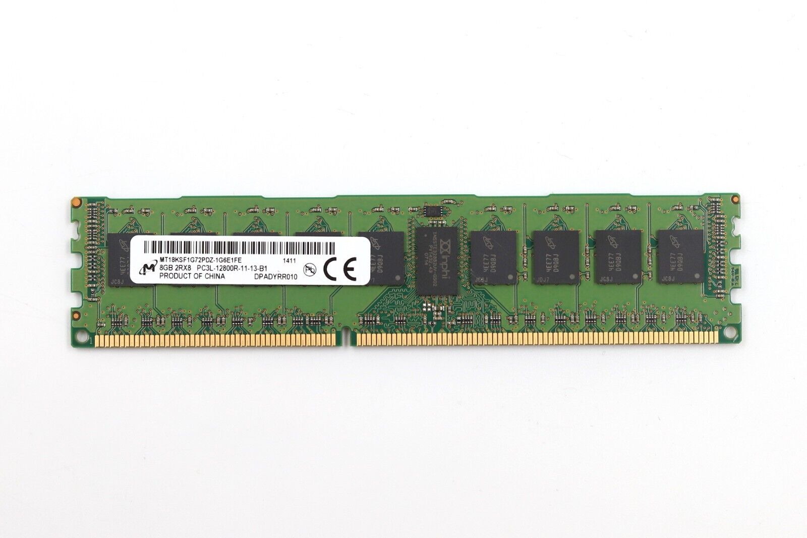Micron 8GB 2RX8 PC3L-12800R-11-13-B1 ECC REG Server RAM MT18KSF1G72PDZ-1G6E1FE