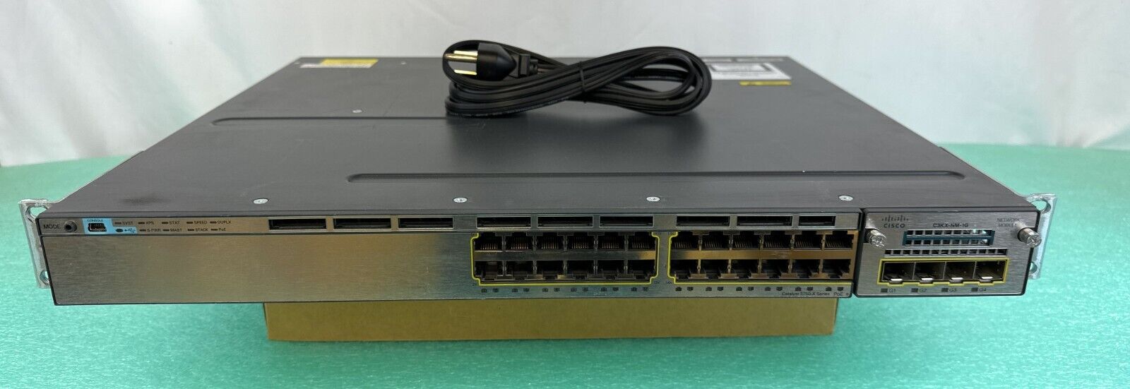 Cisco WS-C3750X-24P-S 24 Port Layer 3 Gigabit PoE+ Switch 715W Power C3KX-NM-1G