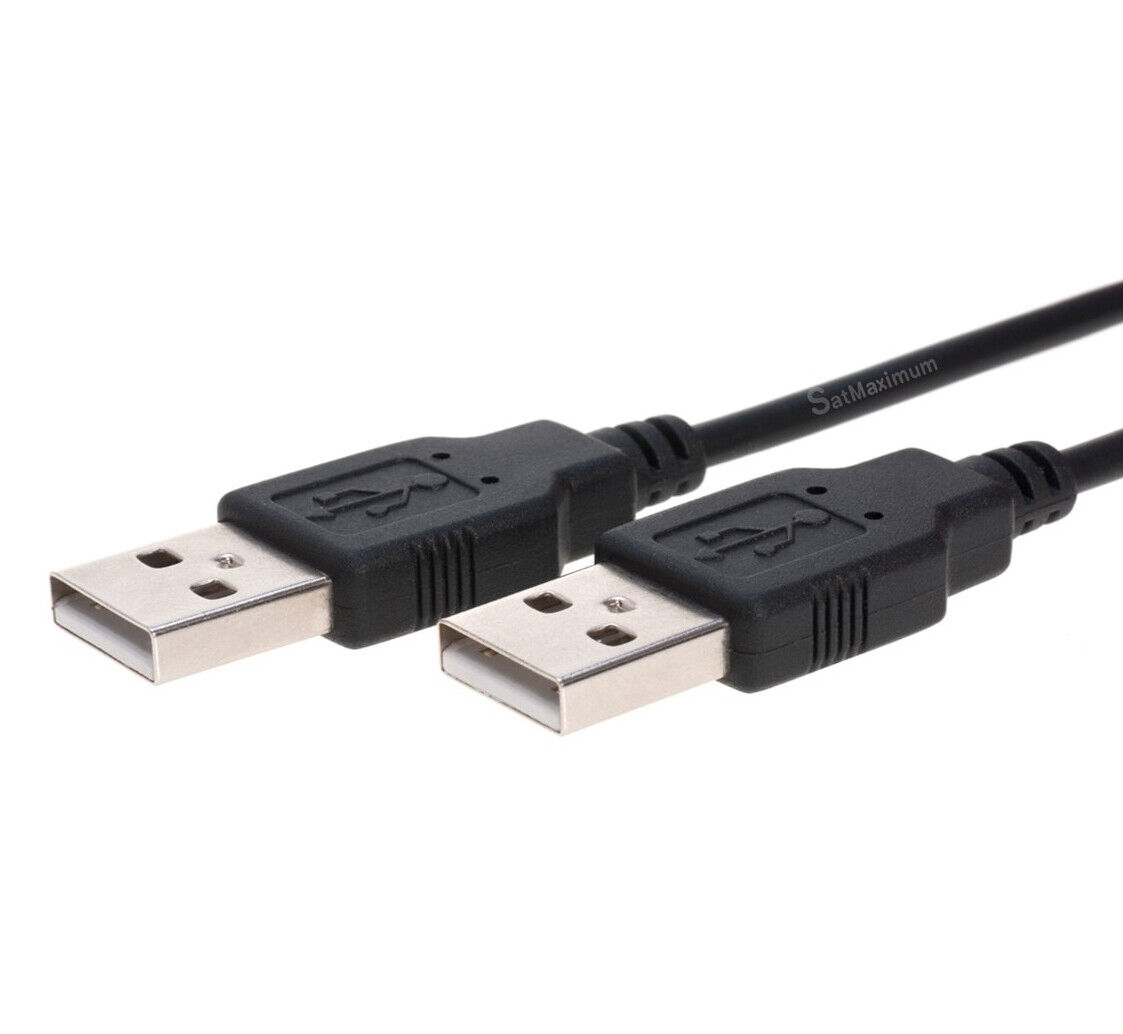 USB 2.0 Cable Black Type A Male to A Male High-Speed Data Transfer Charger Cord