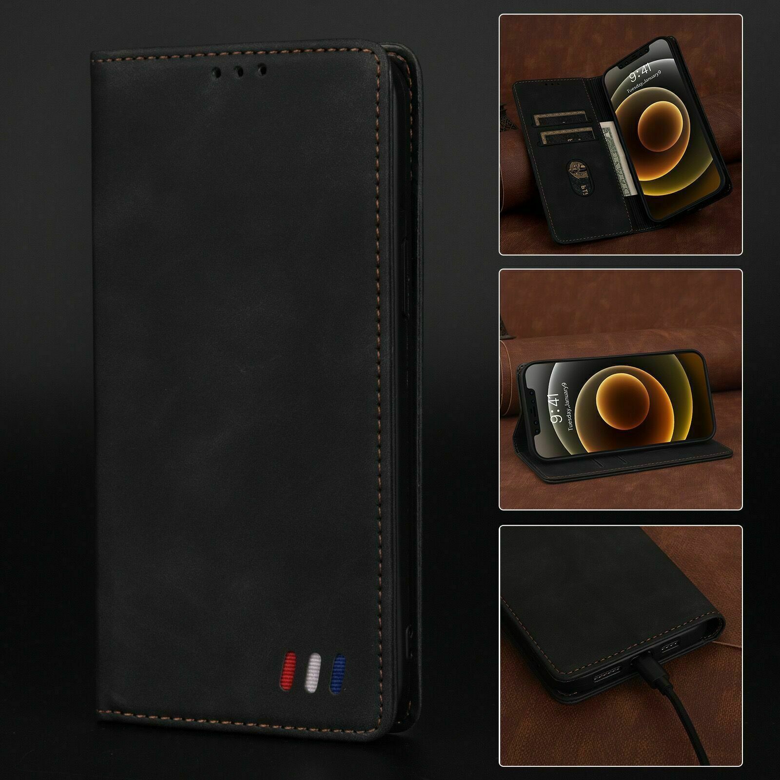 Leather Magnetic Flip Wallet Stand Case Cover For 11 12 13 Pro Max XR XS 7 8 SE