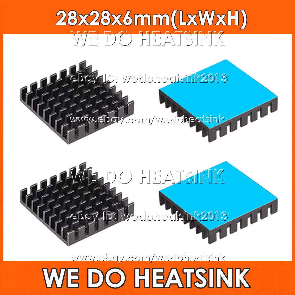 28x28x6mm Black Anodized Heatsink Radiator Cooler With Thermal Pad for CPU IC