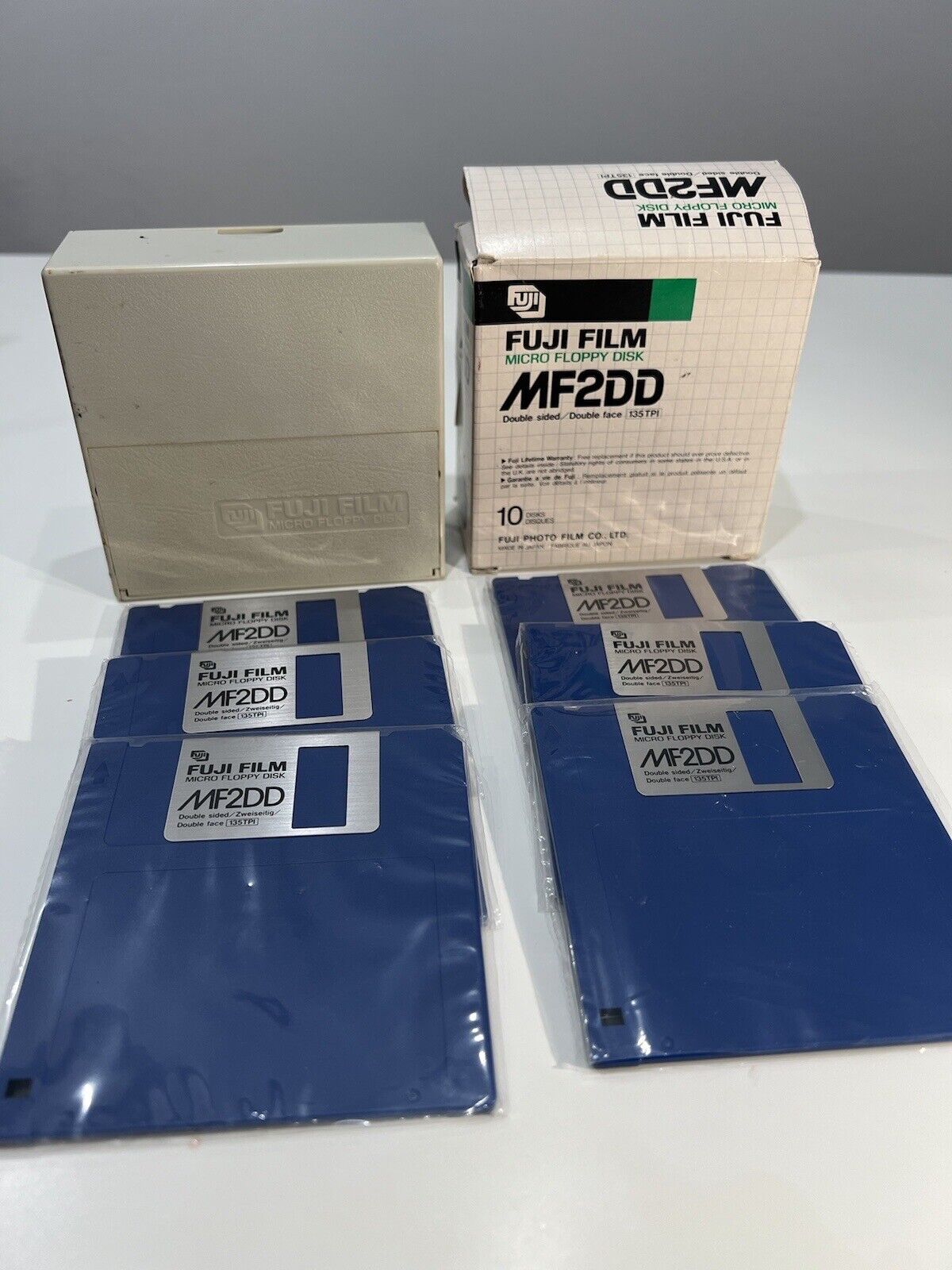 Vintage Sealed New (6) Fuji Film 3-1/2 Inch Micro Floppy Disks MF2DD With Boxes