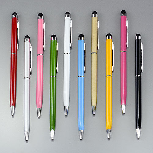 10x Assorted  Stylus Pen  Ball point pen iPhone Galaxy HTC Nokia Tablets 2 in 1