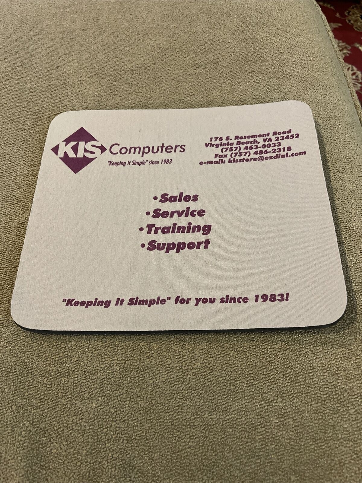 Vintage 1980’s KIS Computers Mousepad (JL)