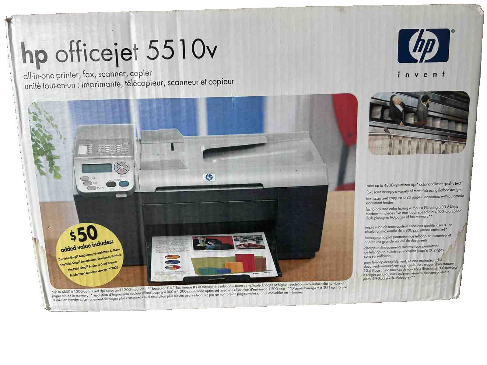 HP OfficeJet 5510v All-In-One Copier Scanner Fax Inkjet Printer New Sealed