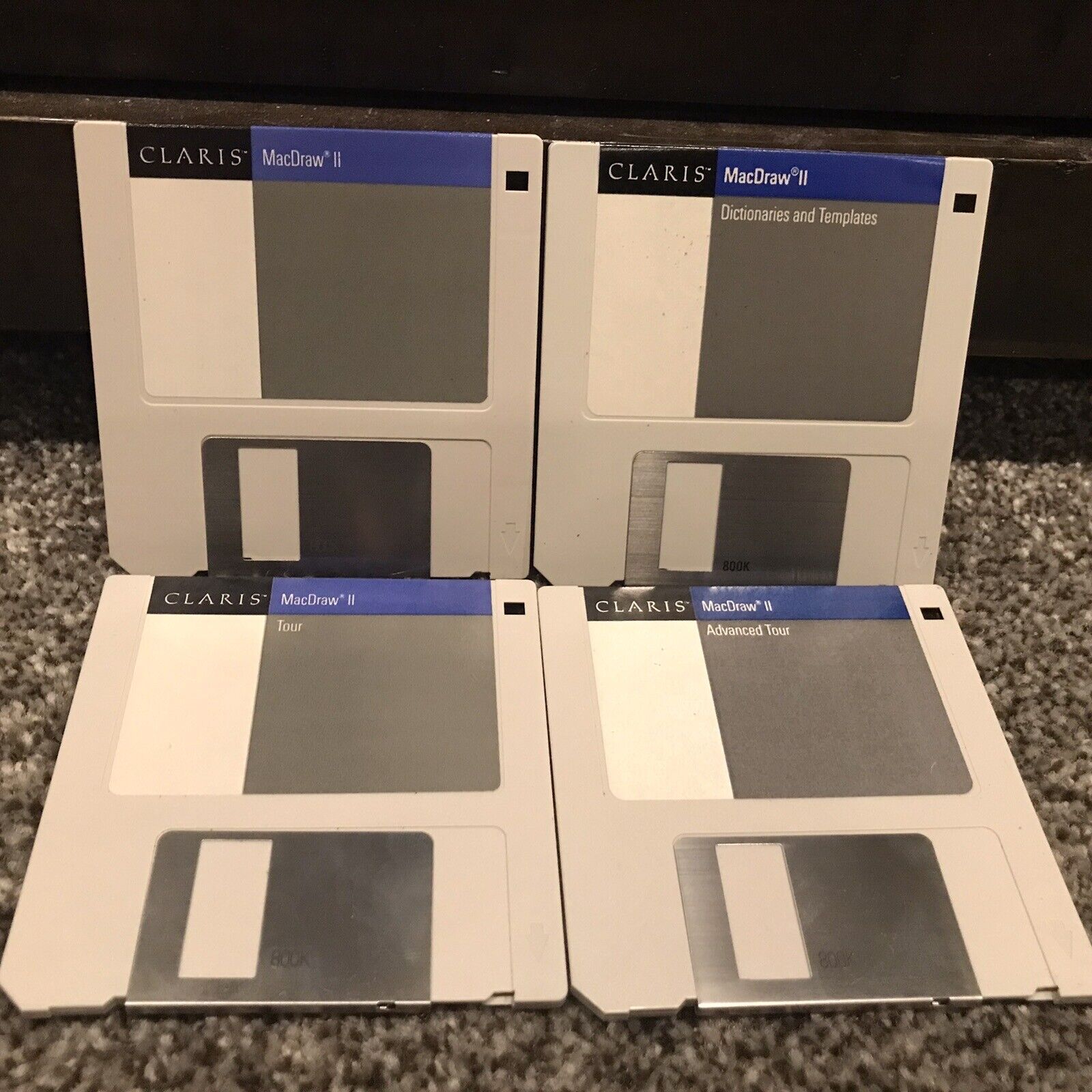 Vintage 1988 Claris MacDraw II - 4 Disk Set - Disks for Apple Macintosh Mac