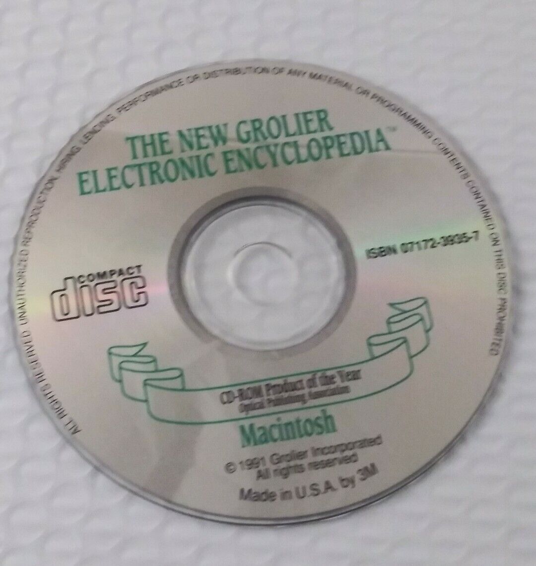 The New Grolier Electronic Encyclopedia for Mac 1991 Vintage CD Disc only USA