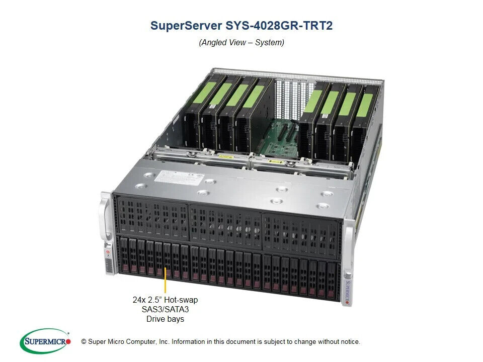 Supermicro SYS-4028GR-TRT2 SuperServer GPU Barebones Server NEW IN BOX, IN STOCK