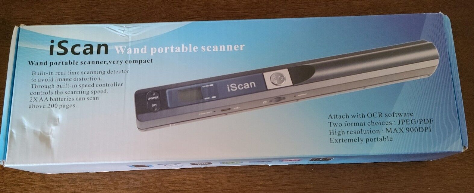 Portable Scanner iScan 900DPI Cordless Wand Portable  Handheld, Compact - Black