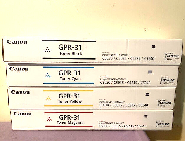 Genuine Canon GPR-31 Set of 4 Black, Magenta, Cyan & Yellow Toner Cartridge--New