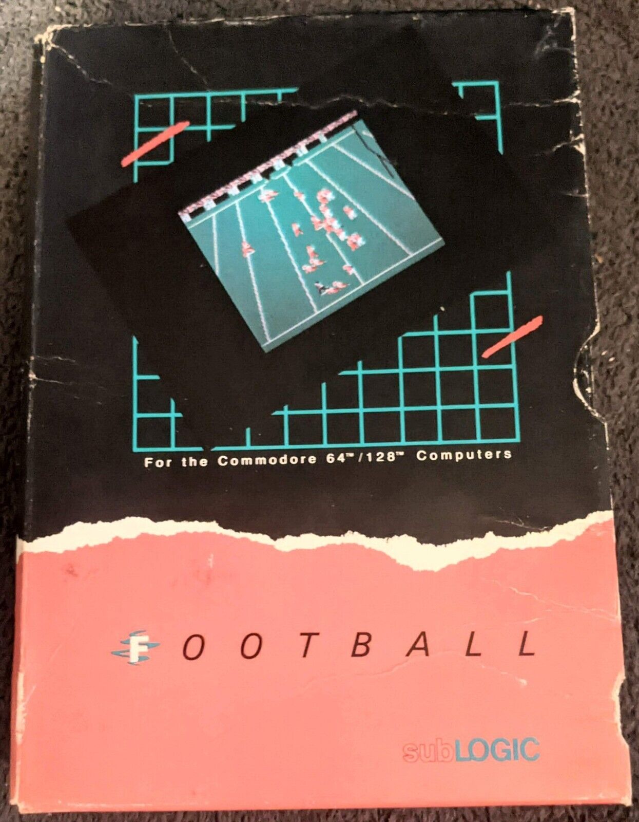 Vintage subLOGIC FOOTBALL Commodore 64 & 128,Original Disk+User Manual, RARE