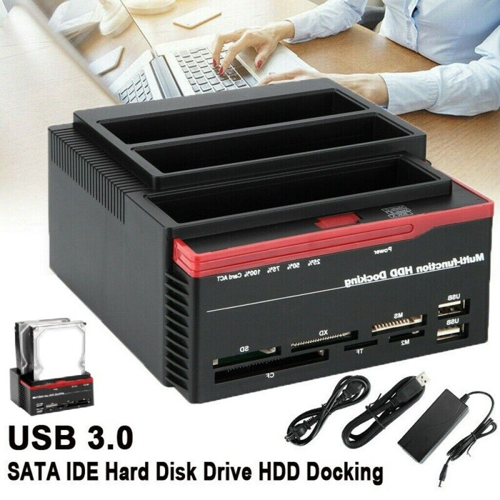 External Triple SATA IDE HDD Docking Station 2.5\'\'/3.5\'\'Hard Drive Card Reader