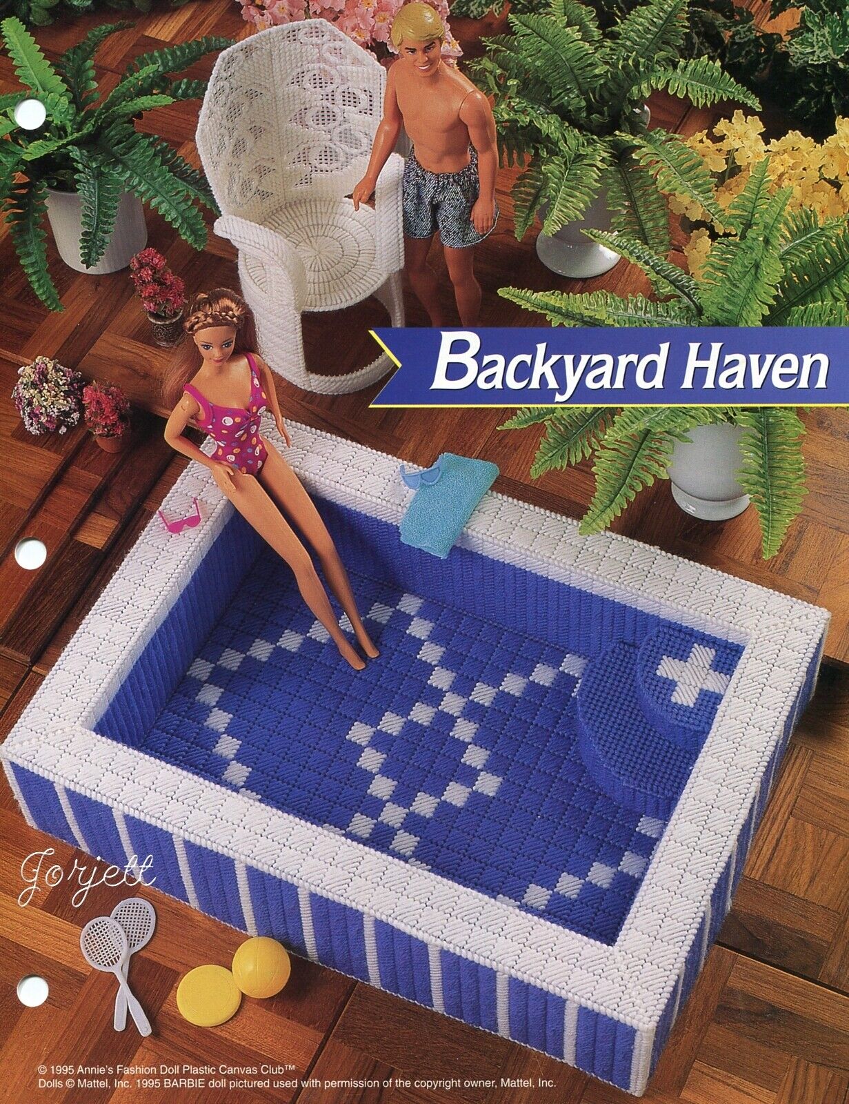 Backyard Haven Hot Tub ~ fits Barbie dolls, plastic canvas pattern leaflet