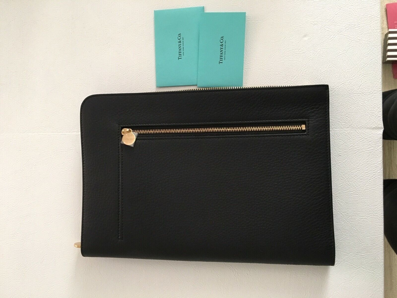 Tiffany & Co Black Leather Case Tablet Ipad Document Holder l 100% authentic