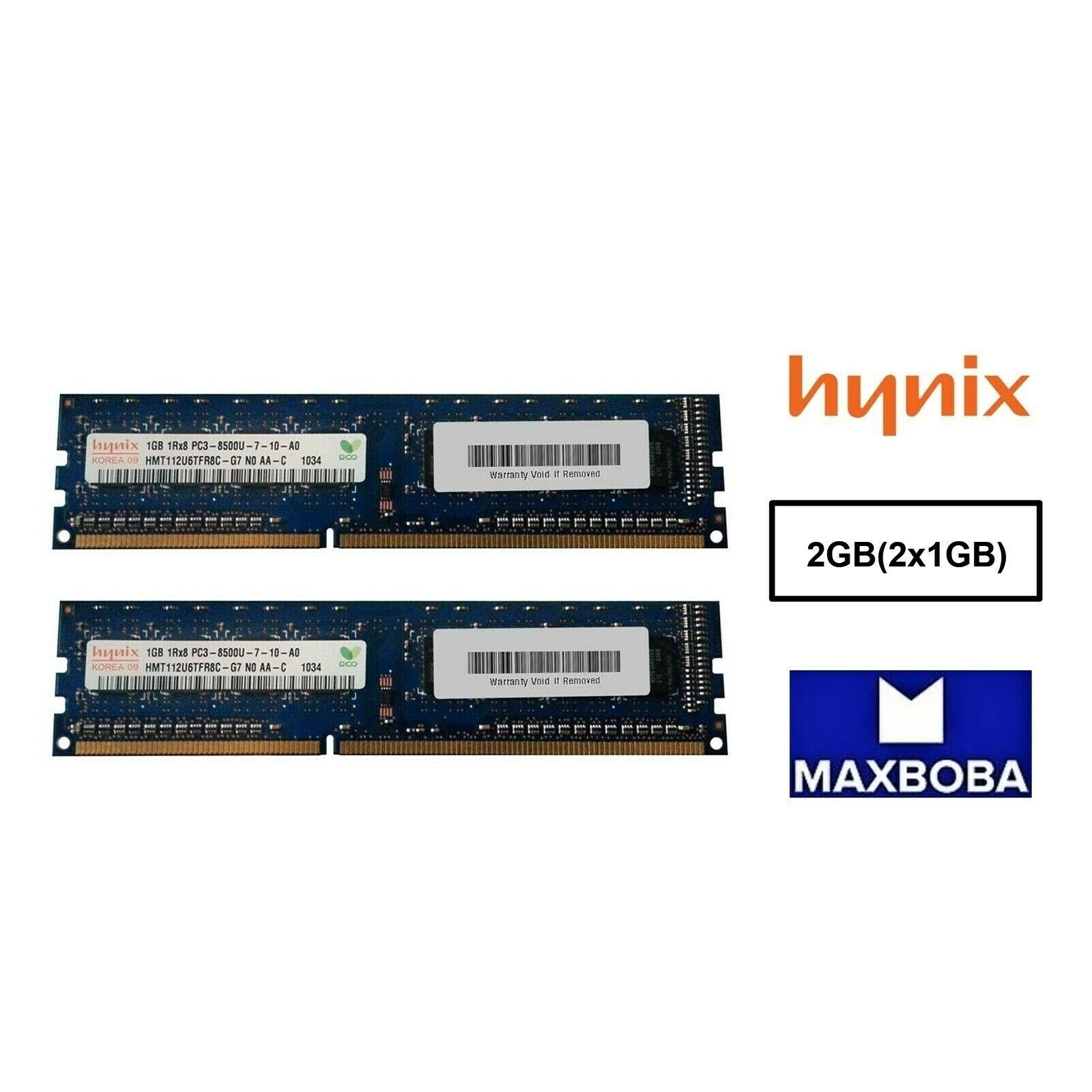 Hynix Memory 2GB (2x 1GB) 8500U Desktop PC RAM DDR3 1RX8 HMT112U6TFR8C-G7