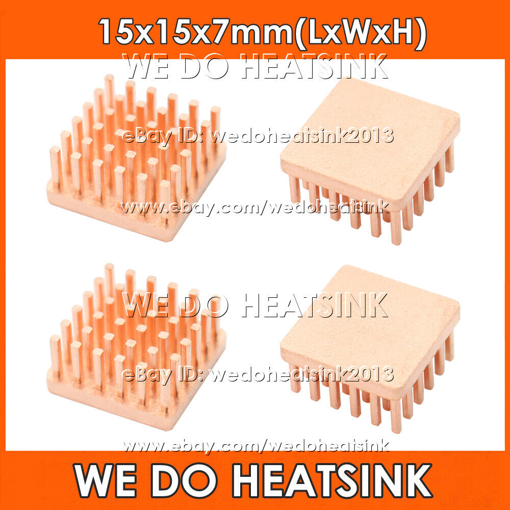 15x15x7mm Pure Pin Fins Copper Heatsink With or Without Tape for IC Electronic