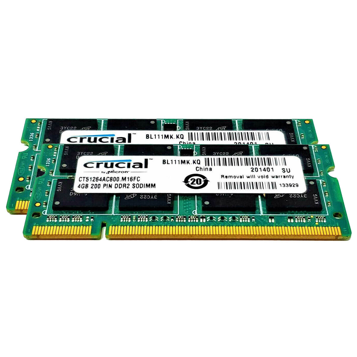Crucial DDR2 8GB kIT (2X 4GB) 800MHz PC2-6400 200pin Laptop SODIMM Memory RAM 8G