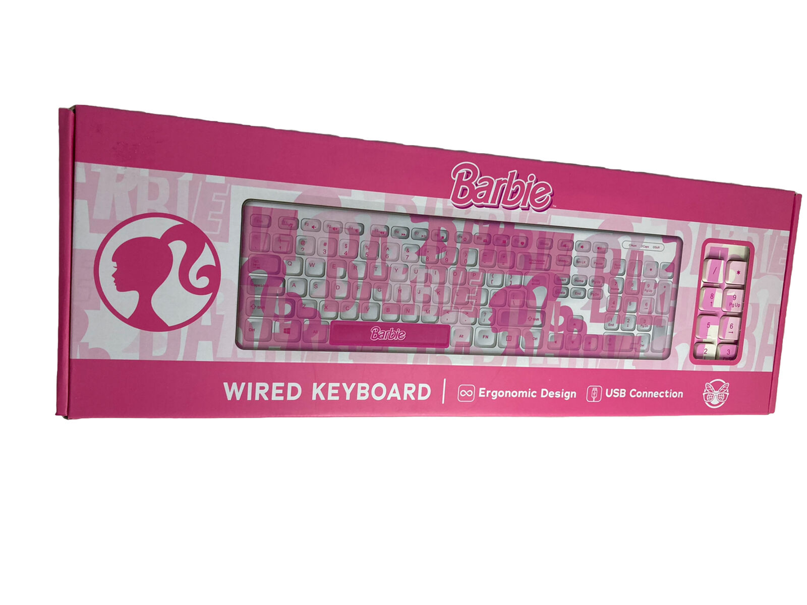 Barbie Wired USB PC Keyboard Brand New Mattel 2023 UBS Connection 108 Keys Pink
