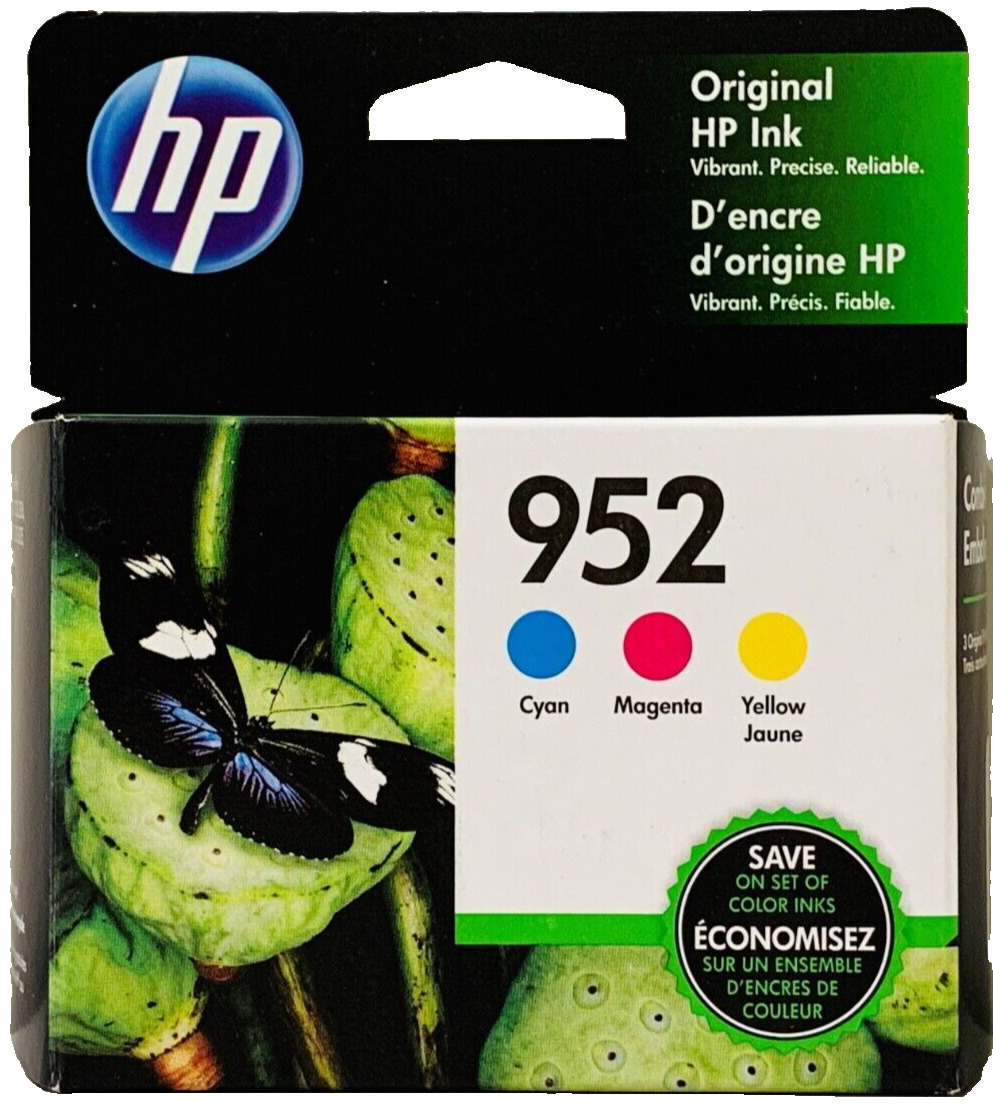 New Genuine HP 952 Cyan Magenta Yellow 3PK Ink Cartridges No Box Exp. 2025 2024