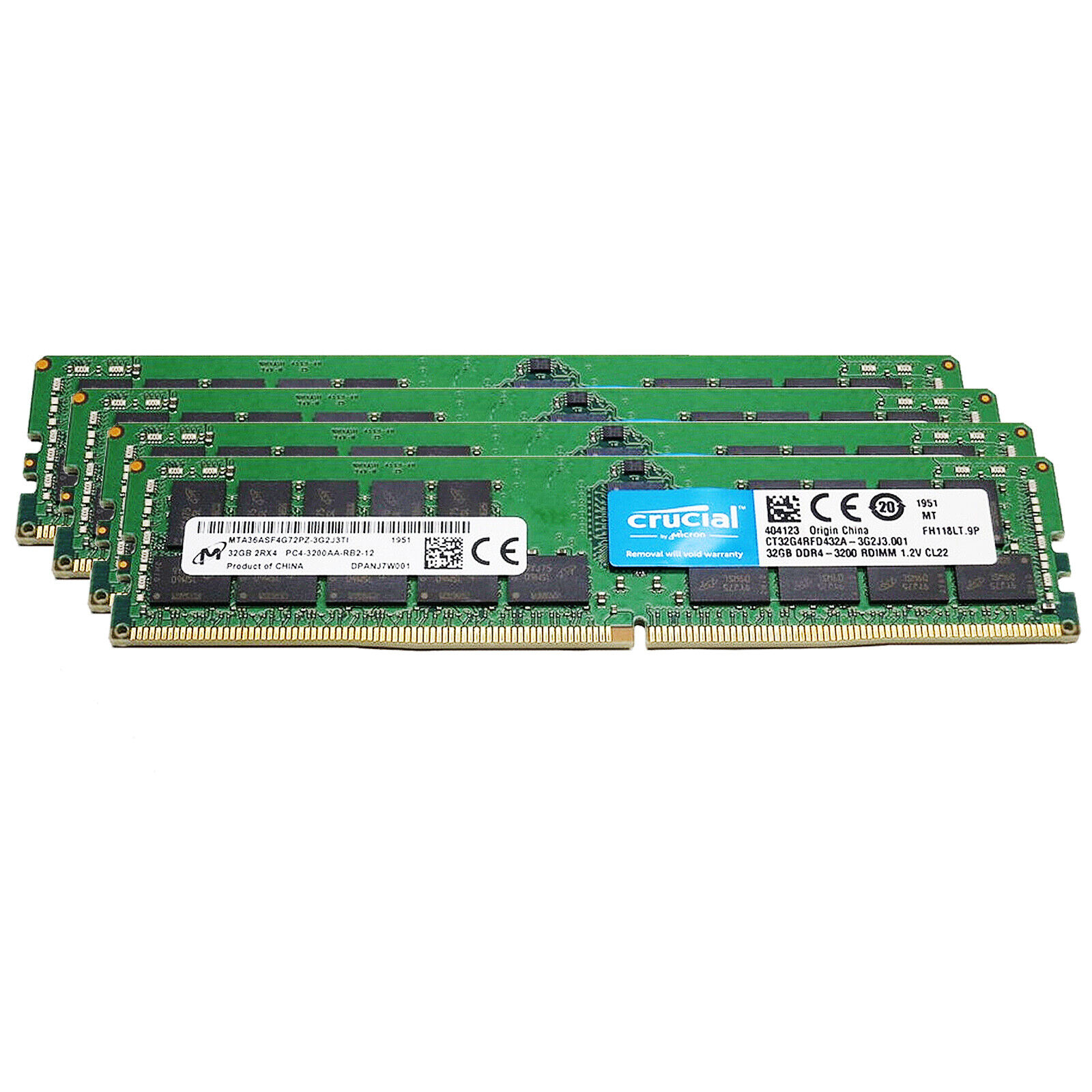 LOT OF 4PCS Crucial CT32G4RFD432A 128GB 4x 32GB 3200MHz DDR4 RDIMM Server Memory