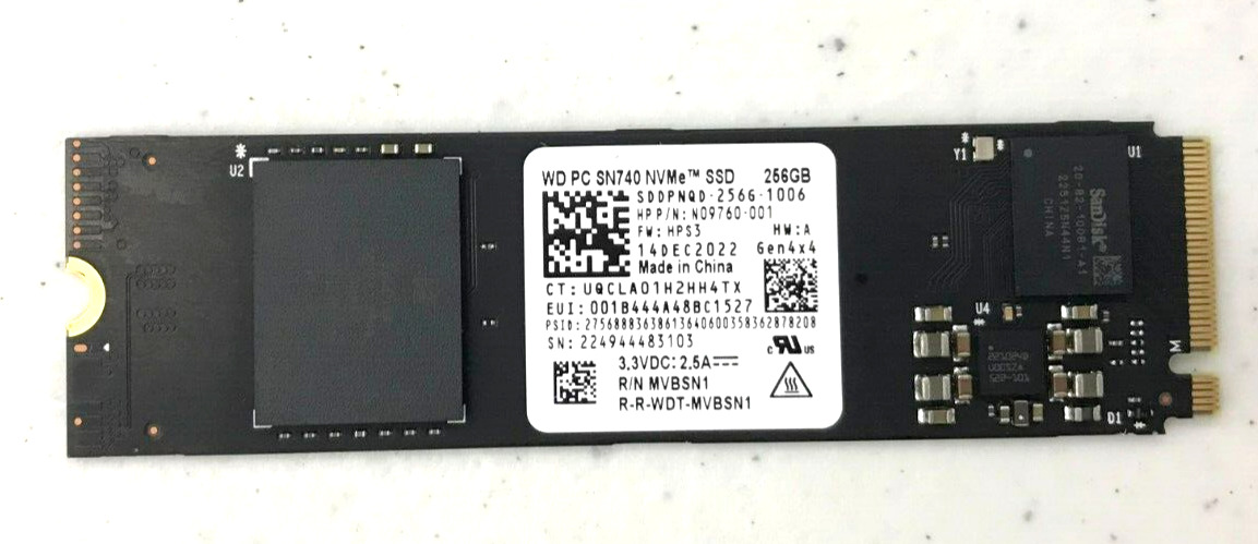 Western Digital SN740 256GB M.2 2280 PCIe 4.0 NVMe SSD Gen4x4 SDDPNQD-256G WD
